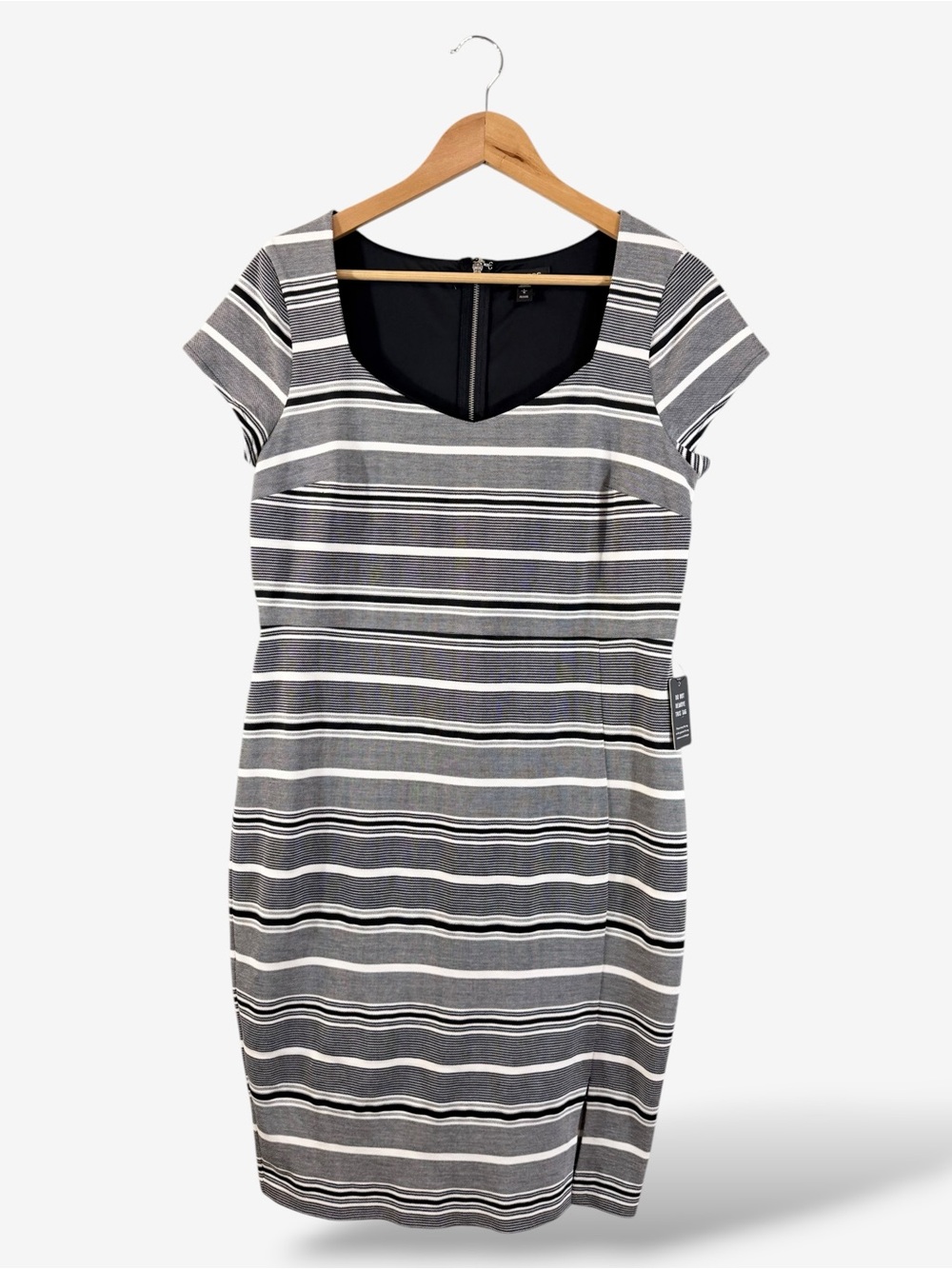 Express Black White Striped Sheath Dress Size LP Casual Office Preppy Summer